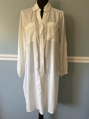 Jones New York Ivory Button-Front Tunic